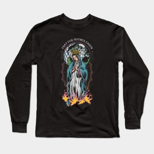 Pray mother earth illustration Long Sleeve T-Shirt